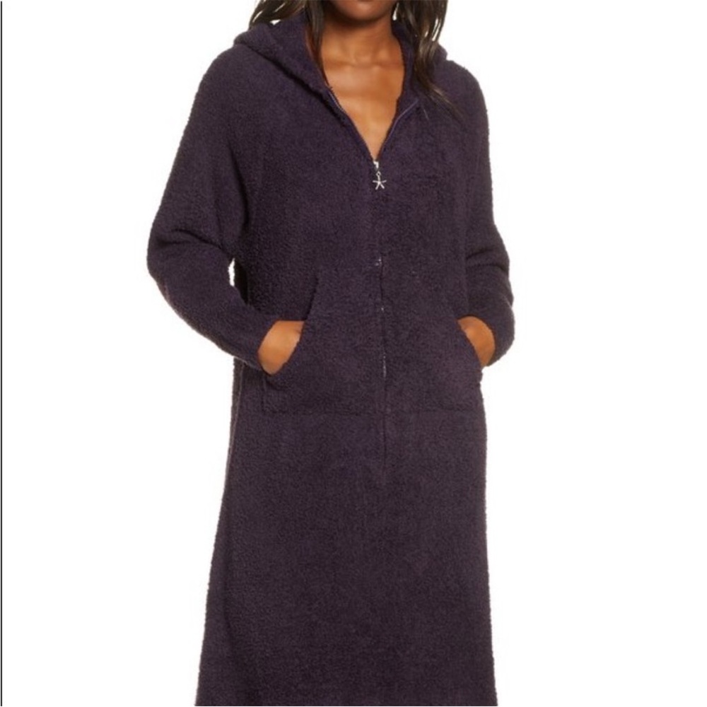 Barefoot Dreams Heather Charcoal Cozy Chic Full Length Zip Front Robe Size L/XL - Picture 7 of 7